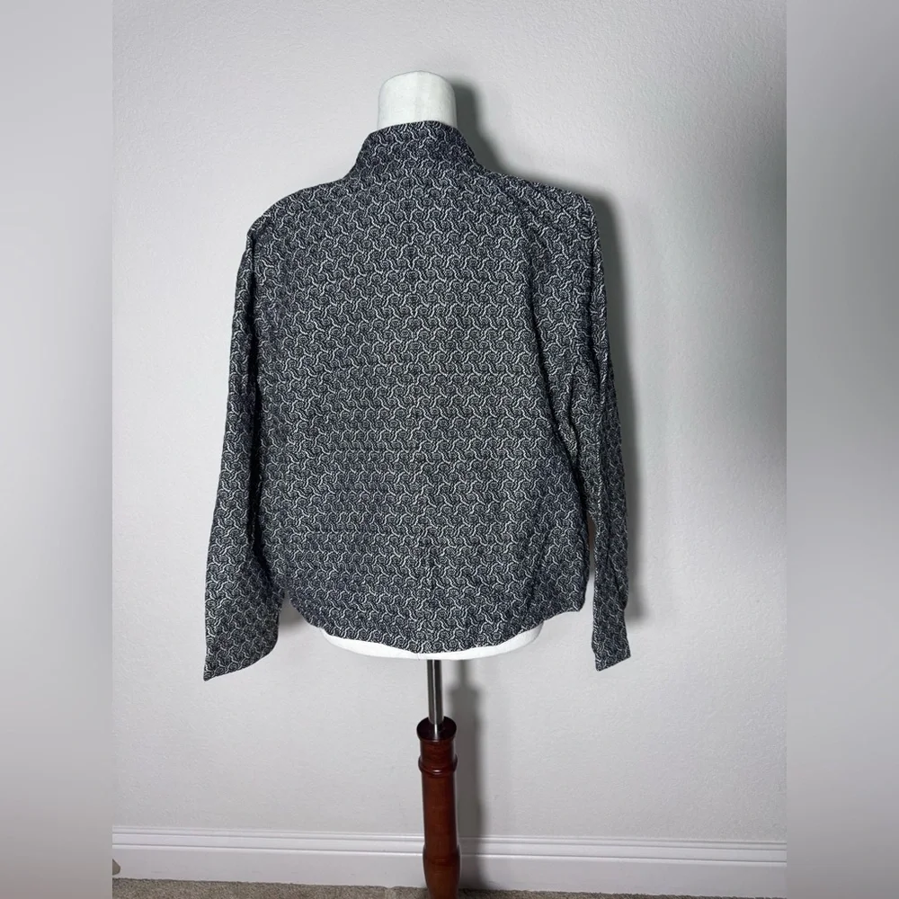 Eileen Fisher Rosette Jacquard Jacket Women's Black and White Patterned Jacket M - Picture 3 of 16